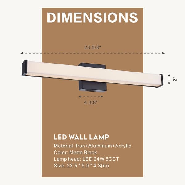 Bathroom Linear LED Vanity Wall Light Black Picture Light