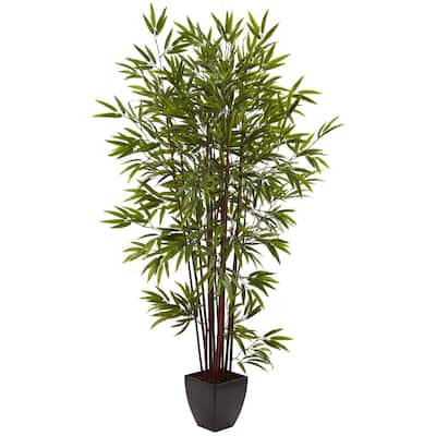 Bamboo Silk Tree 6ft Tall with Planter - Tropical Indoor Plant Decor for Home Office - 6ft.
