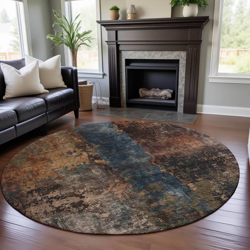 Premium Washable Super Soft Contemporary Chic Mayfield Rug - Blue - 8' x 8'