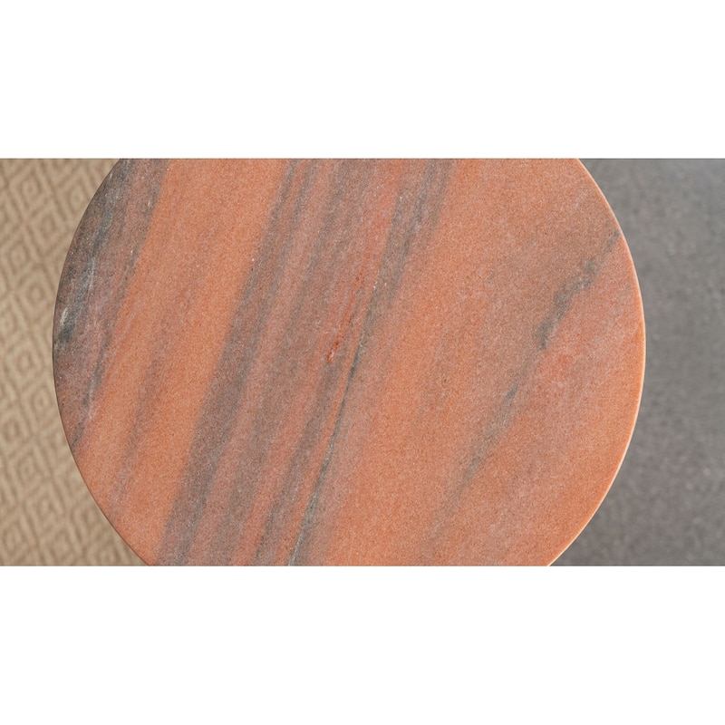 Colima Round Wood Top Accent Side Table Peach