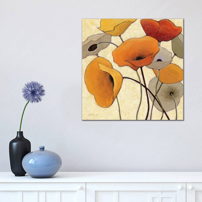 iCanvas "Pumpkin Poppies III" by Shirley Novak Canvas Print - 18x18x1.5