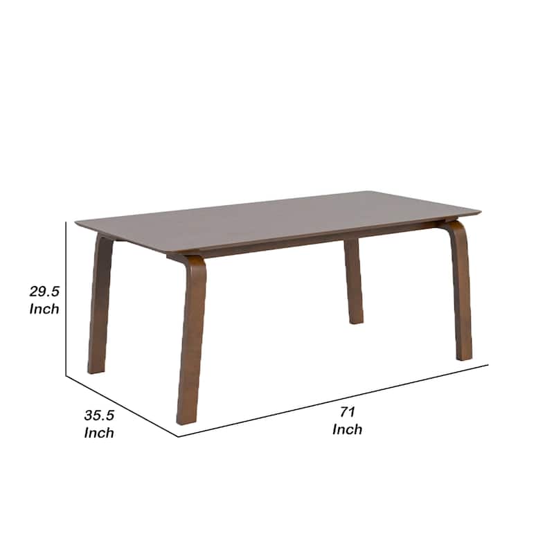 Iken Dining Table, 71 Inch Rectangular Top in Walnut Brown Solid Wood - Walnut Brown