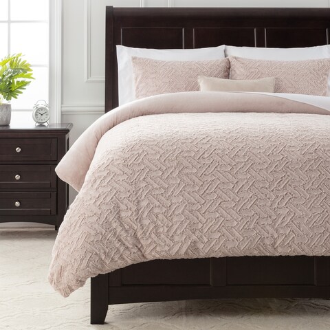 Chanasya Soft Cloud Embossed Faux Fur Luxury Duvet Cover Set