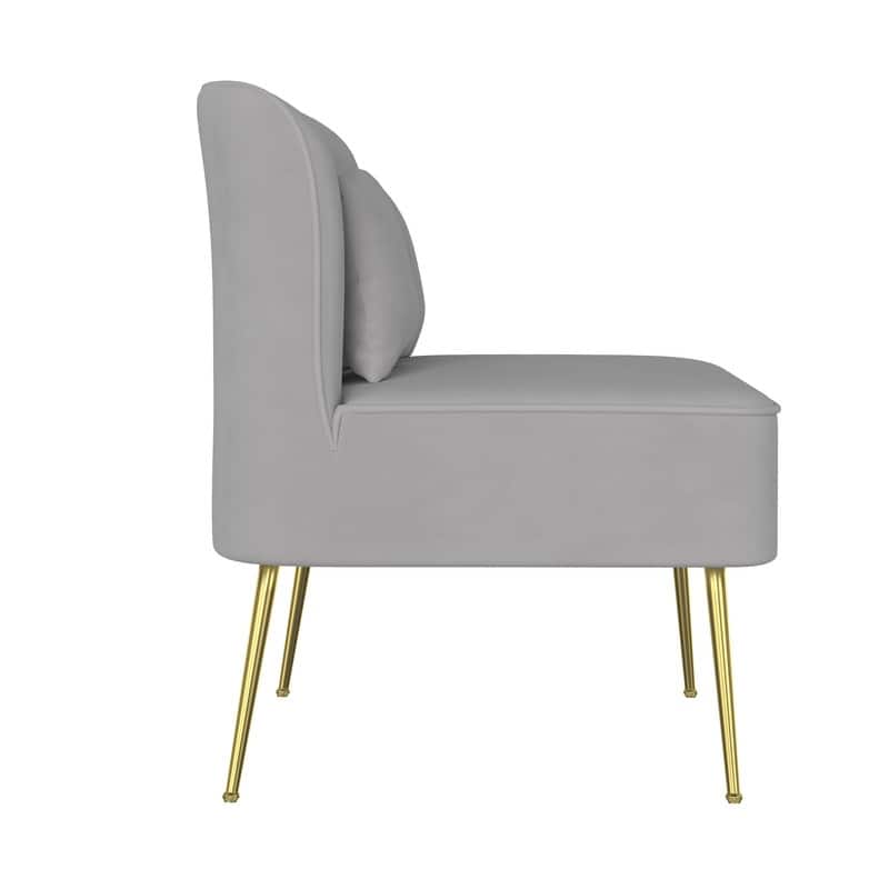 Velvet Upholstered Metal Legs Loveseat