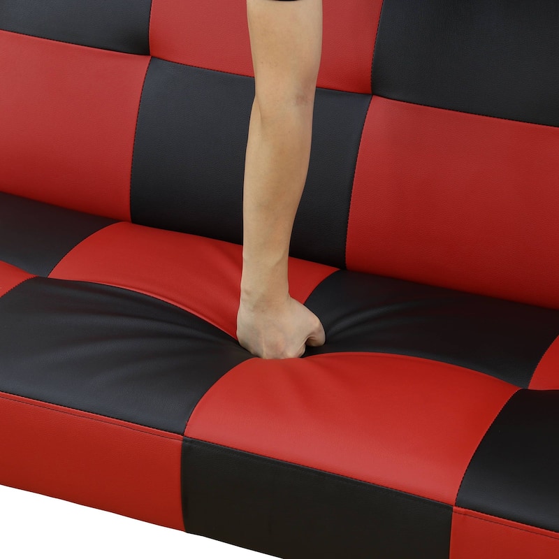 Red&Black Faux Leather Living Room Sofabed