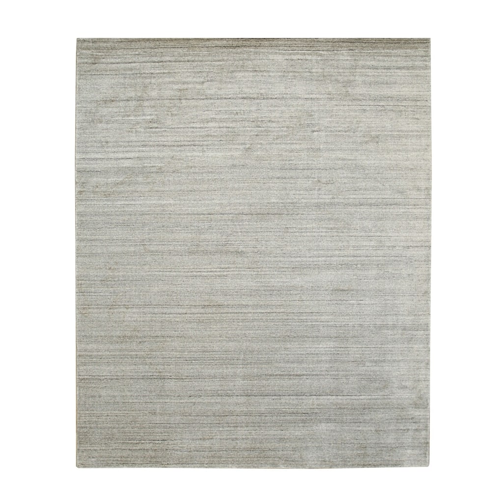 Beige Handmade Wool & Viscose Rug, 10' x 14', Plush Elegant Floor Cover - L