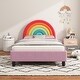 preview thumbnail 3 of 6, Rainbow Upholstered Twin Platform Kids Bed, Cute Princess Bed with Sturdy Wood Slats, No Box Spring Needed, Colorful & Pink