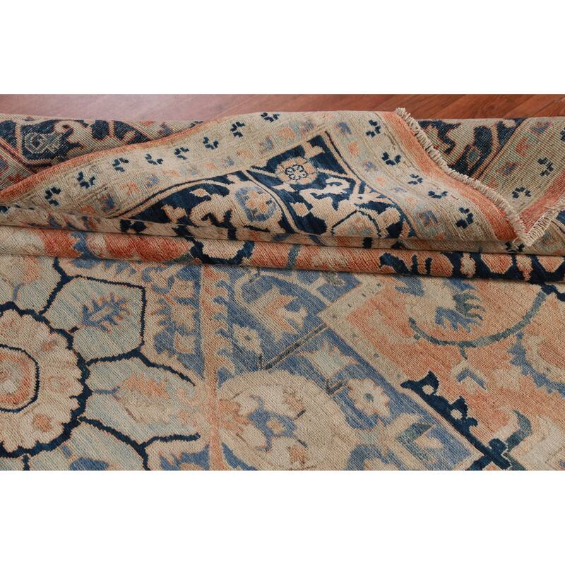 Orange Vegetable Dye Heriz Serapi Rug Hand-Knotted Wool Carpet - 8'11"x 11'11"