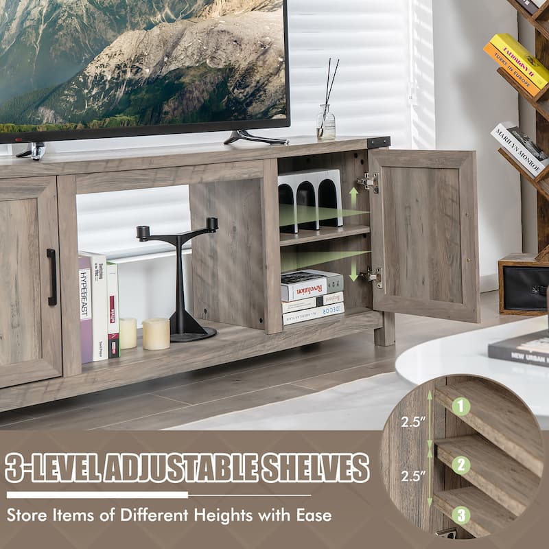 Costway 62'' Farmhouse TV Stand Entertainment Center for TVs up to 70 - 62'' x 15.5'' x 25''(L x W x H)