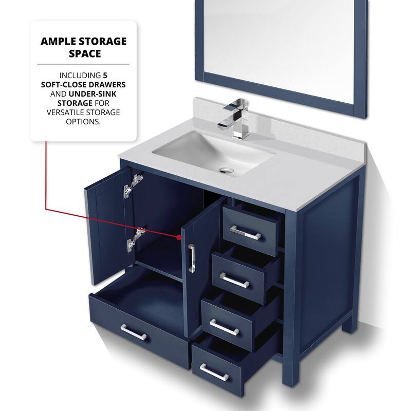 Jacques 36 in. W x 22 in. D Left Offset White Bath Vanity and Cultured Marble Top