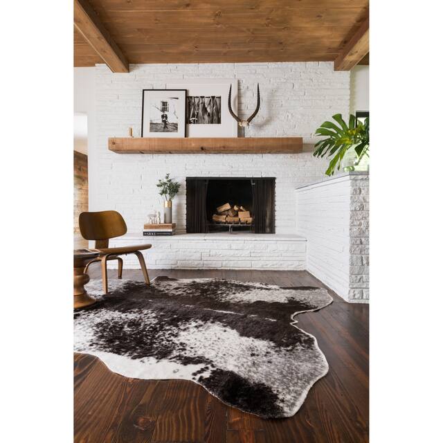 Alexander Home Charcoal Faux Cowhide Area Rug