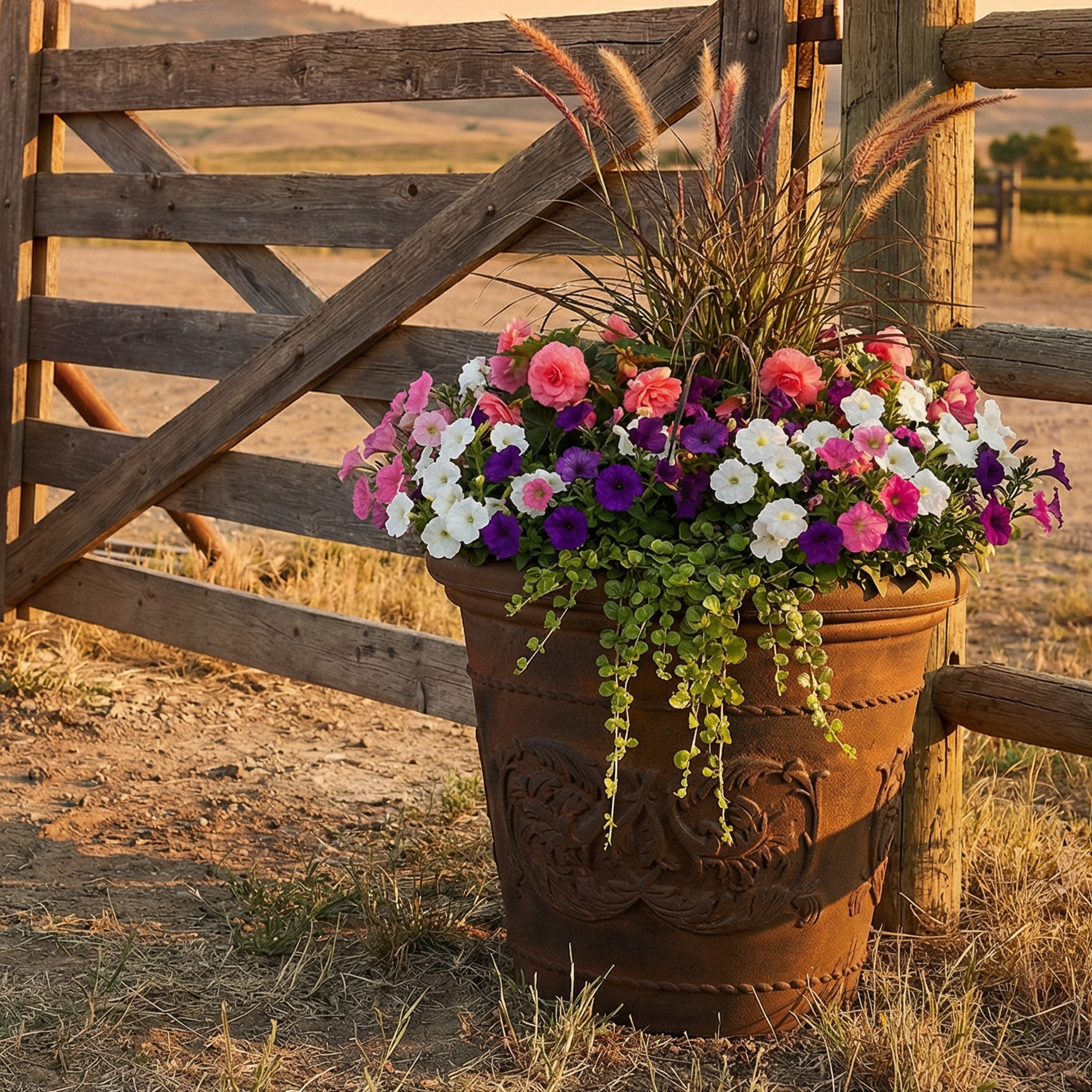 Sunnydaze Arabella Polyresin Large Round Outdoor Planter