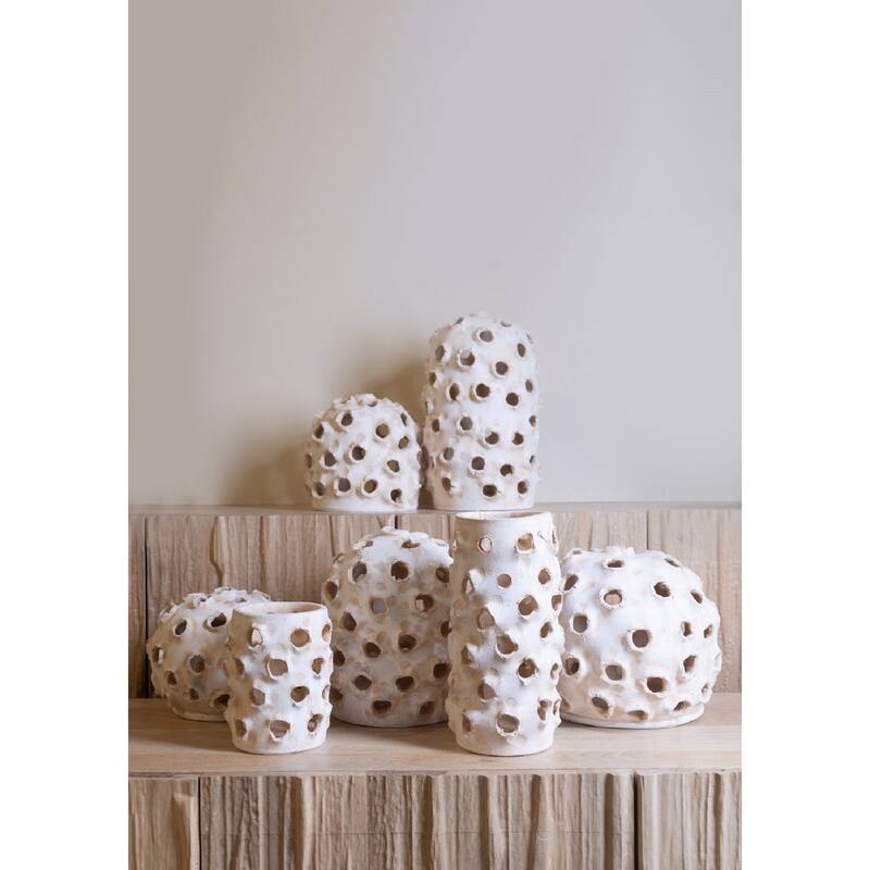 Large Round Clay Dome Tabletop Accent Decoration - 11.5" - Cream