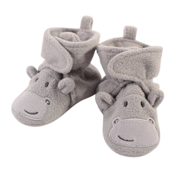 slide 1 of 1, Hudson Baby Baby Cozy Fleece Booties, Hippo 0-6 Months - Hippo
