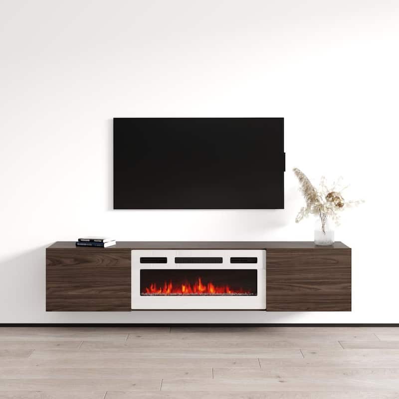 Baja WH-EF Floating Fireplace TV Stand - Walnut