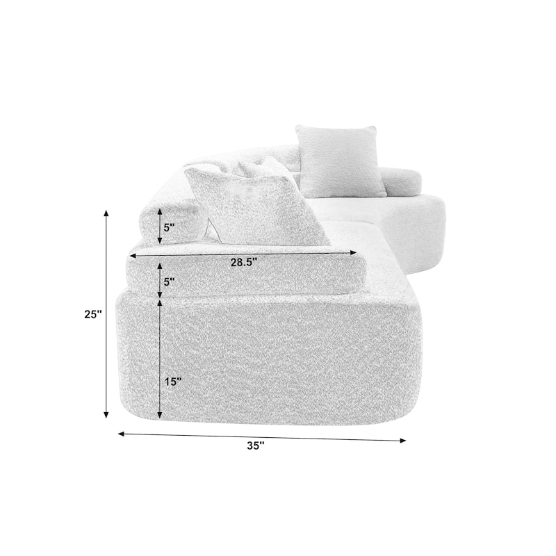 Frameless Sofa with Sponge Construction, ARC Armrests, No Assembly Required