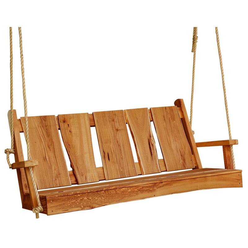 Live Edge Locust Wood Timberland Swing - 5 Foot - Cedar Stain