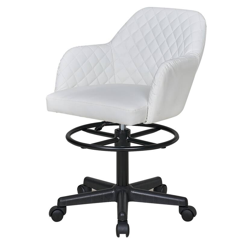 VECELO Contemporary PU Leather Drafting Chairs(Set of 2) Task Chair with Metal Frame and Back Home Ofiice Chairs