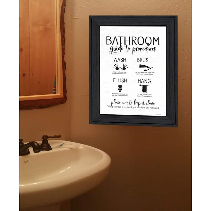 TrendyDecor4U Contemporary "Bathroom Guide" Framed Print Wall Art