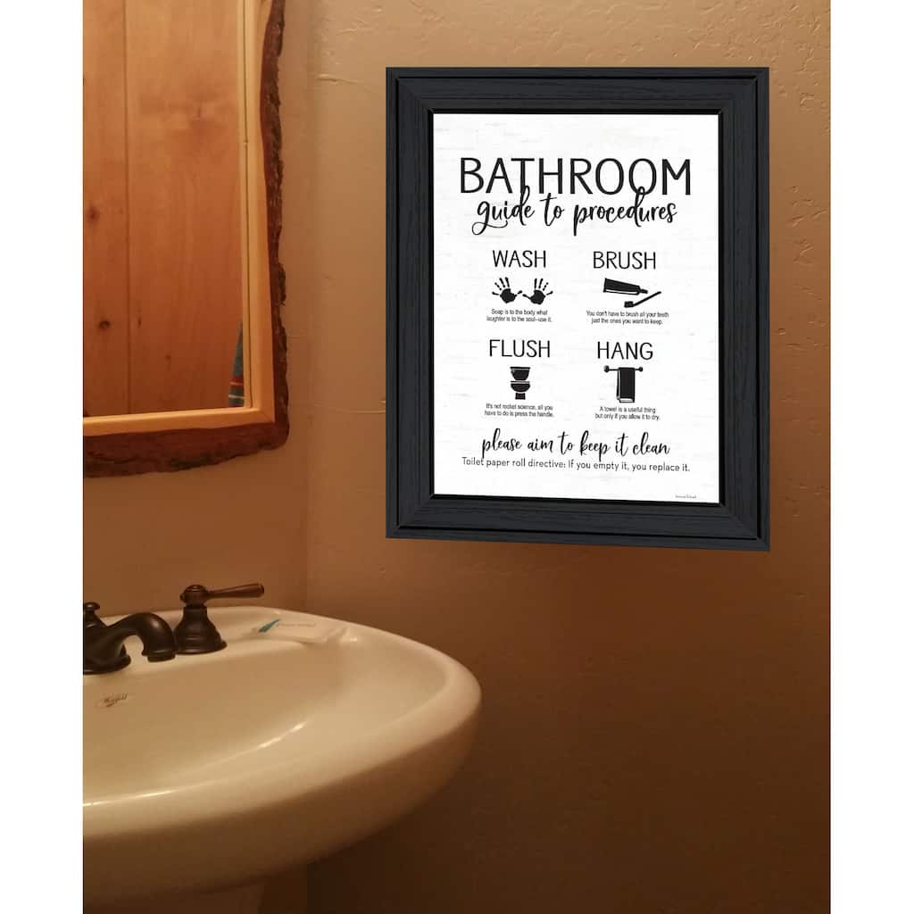 TrendyDecor4U Contemporary "Bathroom Guide" Framed Print Wall Art
