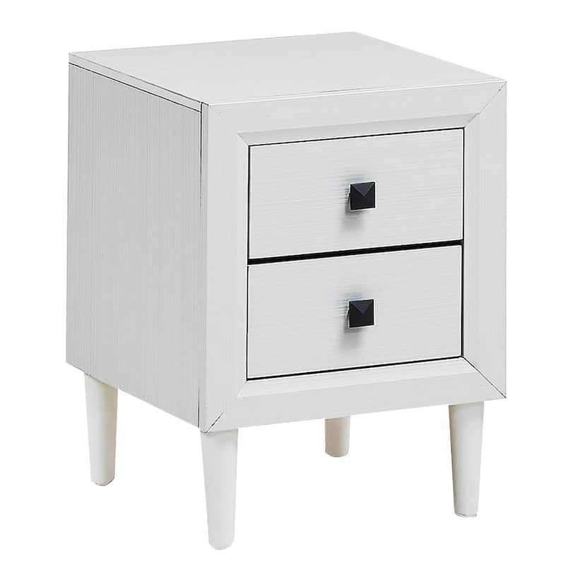 Costway Nightstand End Table Wooden Leg With Storage Drawers White - White - 2-drawer