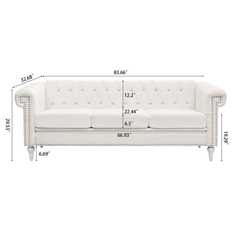 83.66" Traditional Square Arm removable cushion 3 seater Sofa