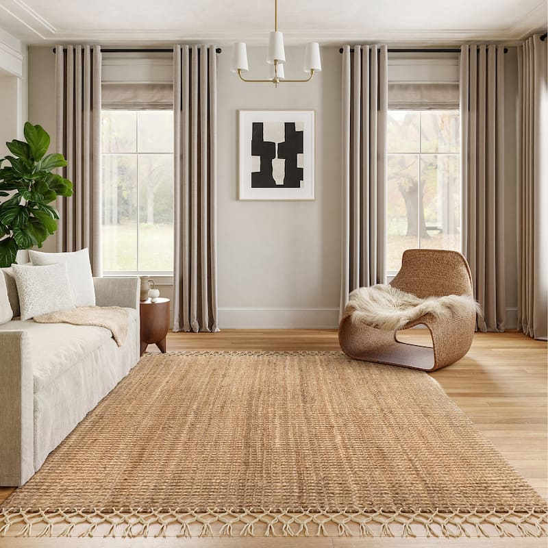 Nuloom Raleigh Farmhouse Jute Tasseled Area Rug - 6' x 9' - Natural