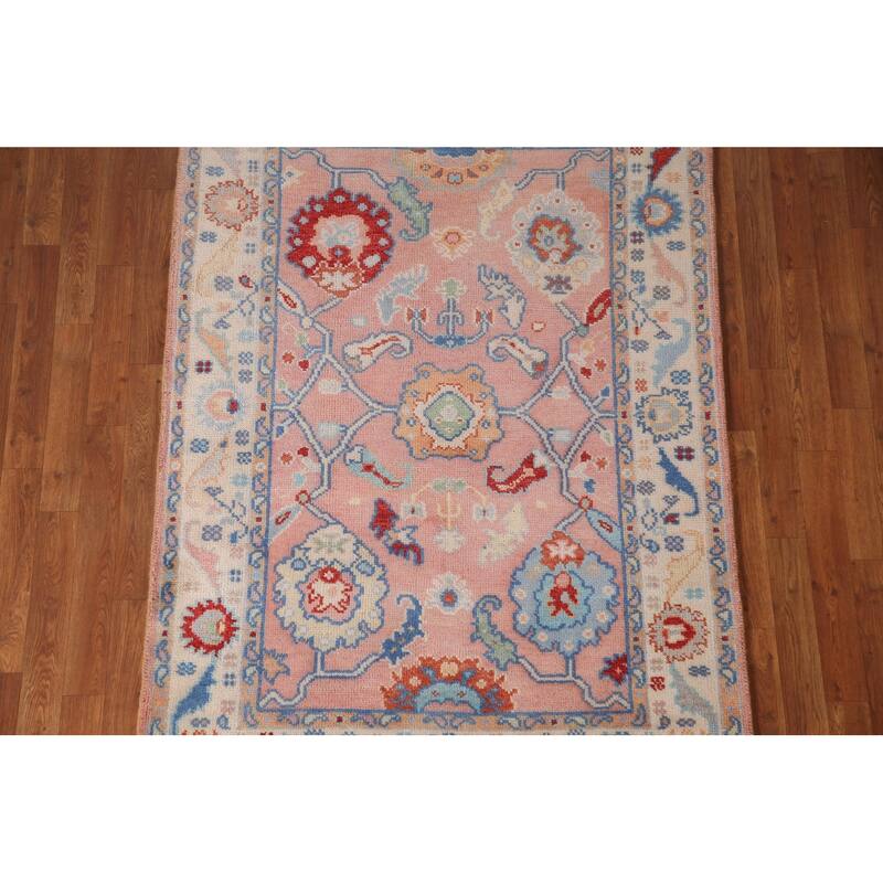 Pink Oushak Oriental Accent Rug Wool Carpet - 4'0"x 5'9"
