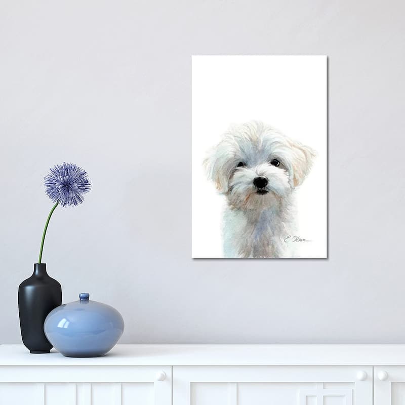iCanvas "Maltese Puppy" by Watercolor Luv Canvas Print - 18x12x1.5