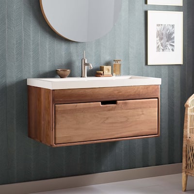Topanga Wall Mounted Floating Single Bathroom Vanity (Base Only)