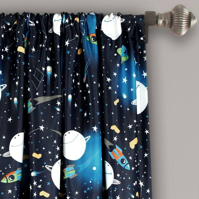 Lush Decor Universe Room Darkening Window Curtain Panel Pair