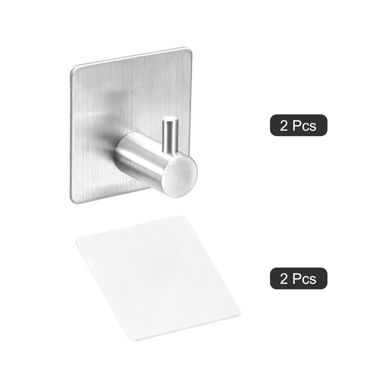 Self Adhesive Hooks, 304 Stainless Steel Stick on Wall Hooks Hanger