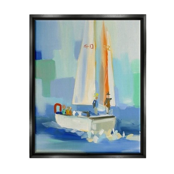 Stupell Abstract Sailboat Waves Framed Floater Canvas Wall Art Design ...