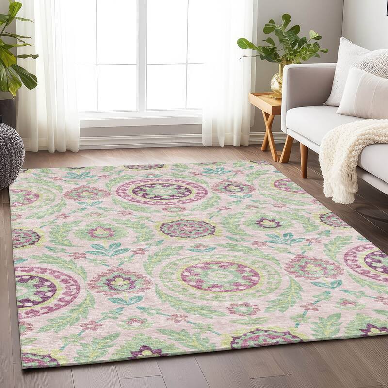 Premium Washable Super Soft Boho Global Mayfield Rug - Pink - 3' x 5'