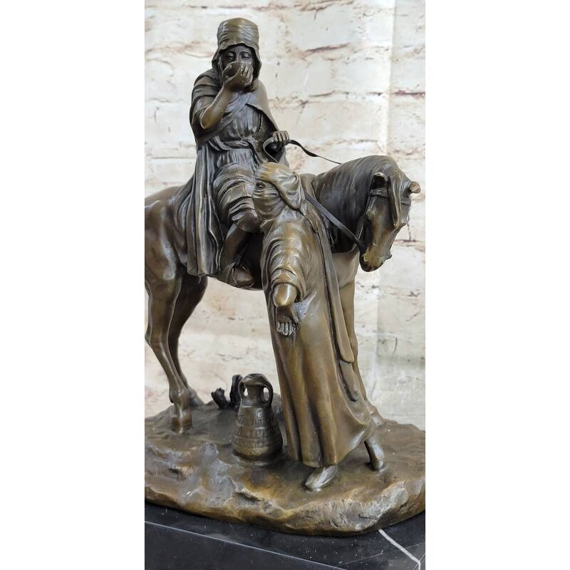 Arabian Man On Imitative Horseback Bronze Sculpture Statue Arab Imitative Horse Rider By Dubucand