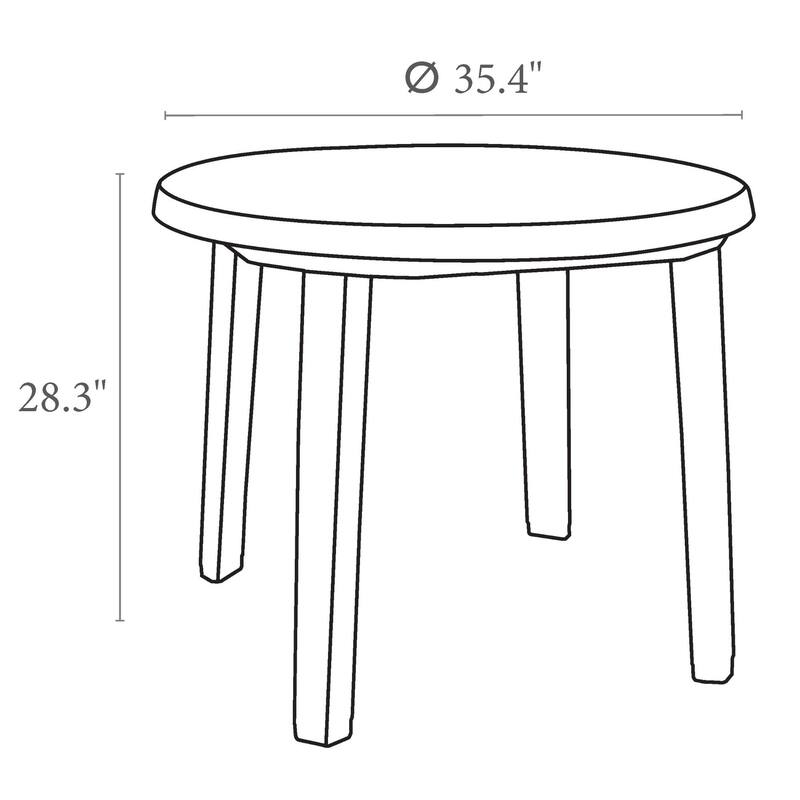 35.5" White Round Outdoor Patio Dining Table