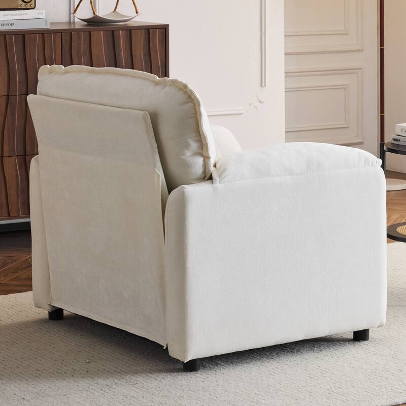 Oversized Chenille Bean Bag Chair, High Back Reading Armchair, Comfy Fluffy Sofa Chair with Cushions & Wide Seat
