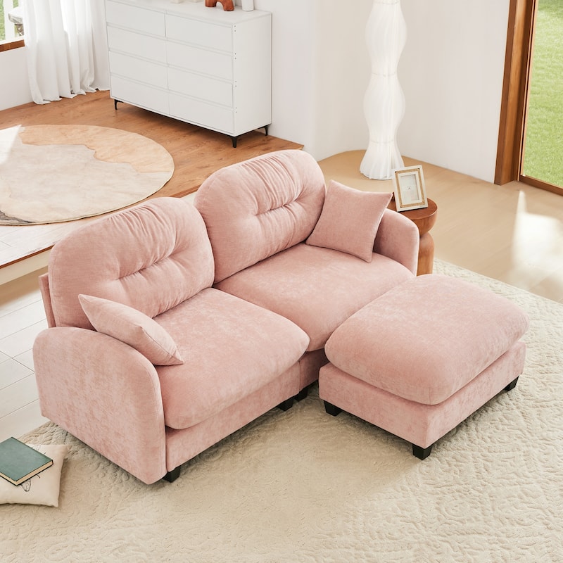 GDF Studio - May Modular Modern Chenille L-Shaped Sectional Sofa with Ottoman and Tufted Cushion Backrest