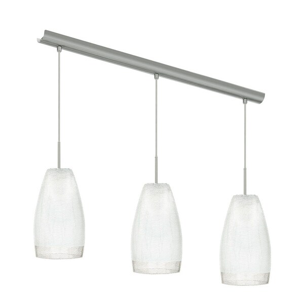 Eglo Crash 3-Light Matte Nickel Kitchen Island Pendant and White Crackle Glass. Opens flyout.