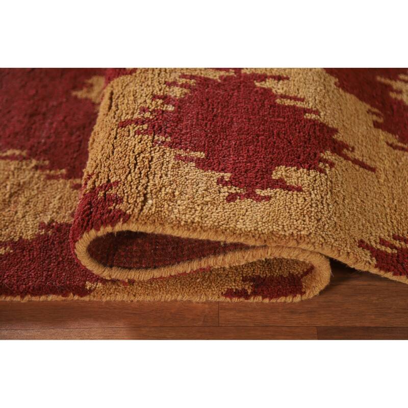 Hand Knotted Oriental 100% Wool Carpet Modern All-Over Yellow & Gold Gabbeh Area Rug - 7' 9'' X 5' 0''