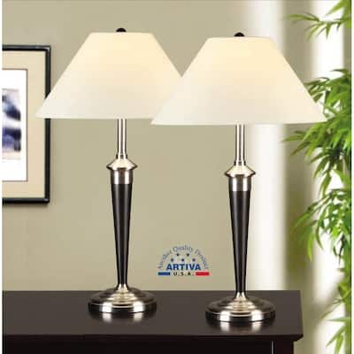 Artiva Twin-pack Table Lamps, 31" Brushed Steel and Espresso Finish