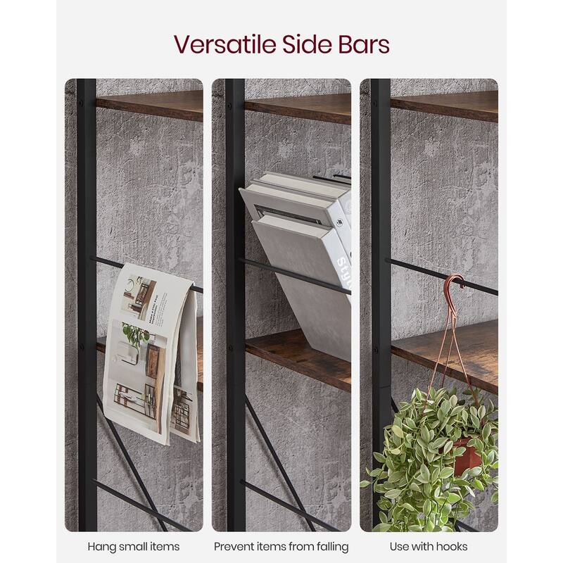 5 Tier Shelving Unit with Open Compartments for Office, Living Room, Bedroom, Industrial Style - 29.1" x 11.8" x 59.1"