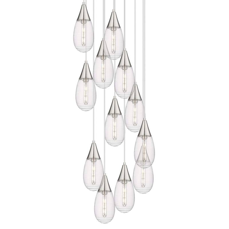 Innovations Lighting 126-450-1P-15-26 Malone Pendant Malone 12 Light - Brushed Satin Nickel / Striped Clear