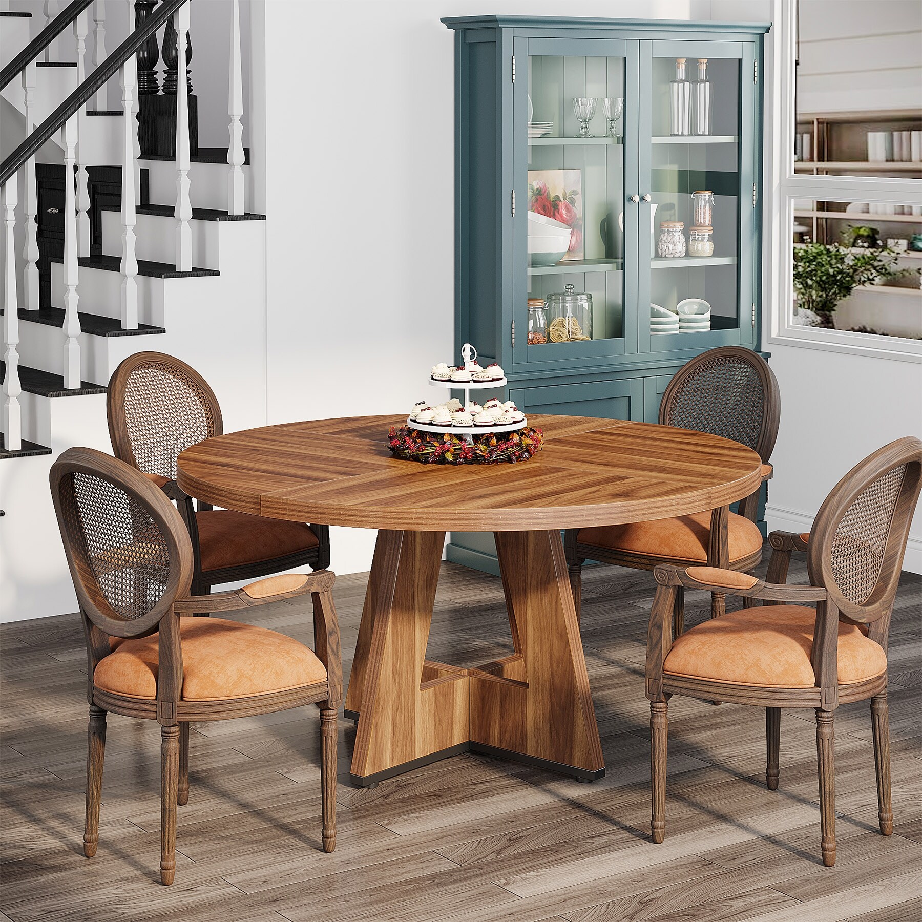 Round farmhouse dining table for sales 4
