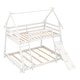 preview thumbnail 11 of 25, Twin Over Queen Bunk Bed Wooden Kids Bed with Climbing Nets and Ramp White