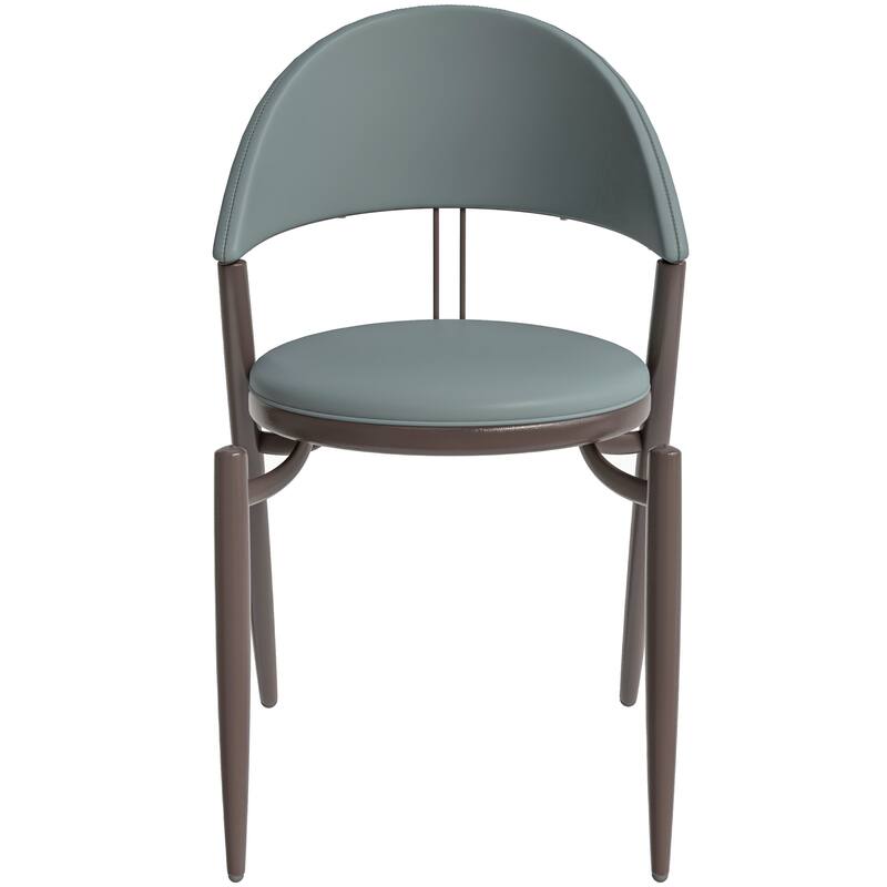 Venice Upholstered Leather Dining Chair Open Back Accent Side Chair with Iron Legs