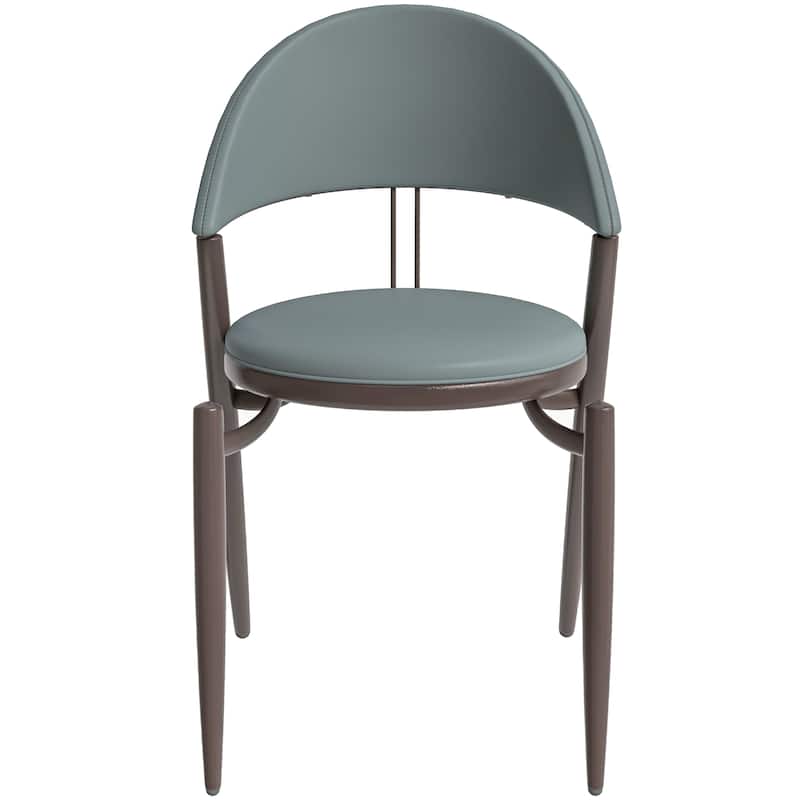 Venice Upholstered Leather Dining Chair (Set of 4) Open Back Accent Side Chair with Iron Legs