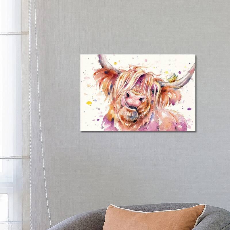 iCanvas "Bad Hair Don't Care (Scottish Highland Cow)" by Sillier Than Sally Canvas Print - 18x26x1.5