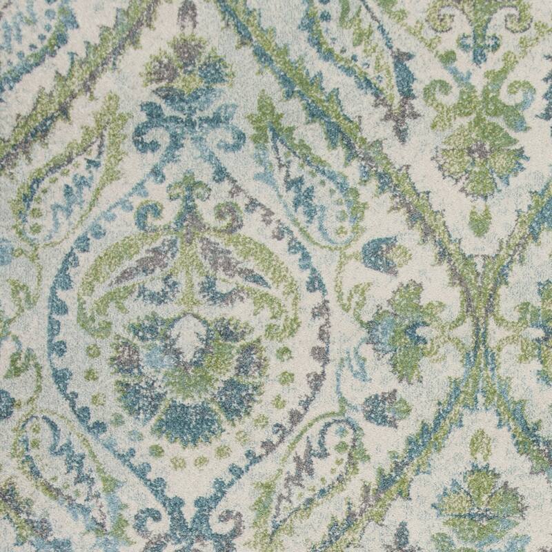 Domani Kai Ivory/Teal Traditional Medallion Area Rug