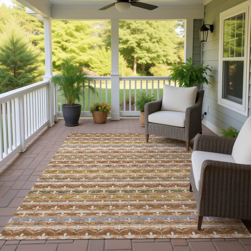 Machine Washable Indoor/ Outdoor Stripe Bramlage Chantille Rug - Paprika - 2'6" x 3'10"